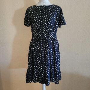 Croft & Barrow Women's Black Floral Print Dress Sz M